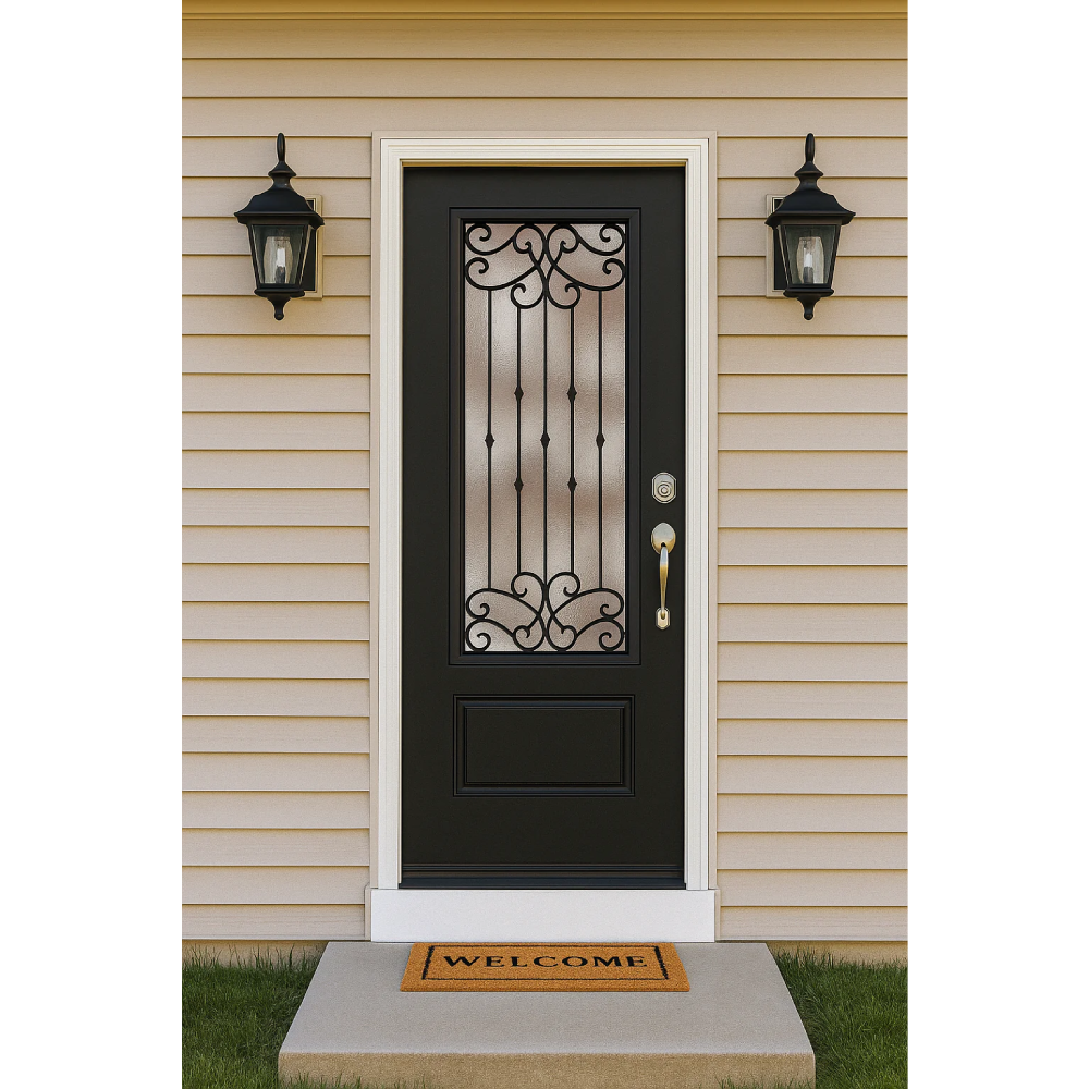 Blackburn 3/0x6/8 Single Prehung Fiberglass Door in Dark Brown